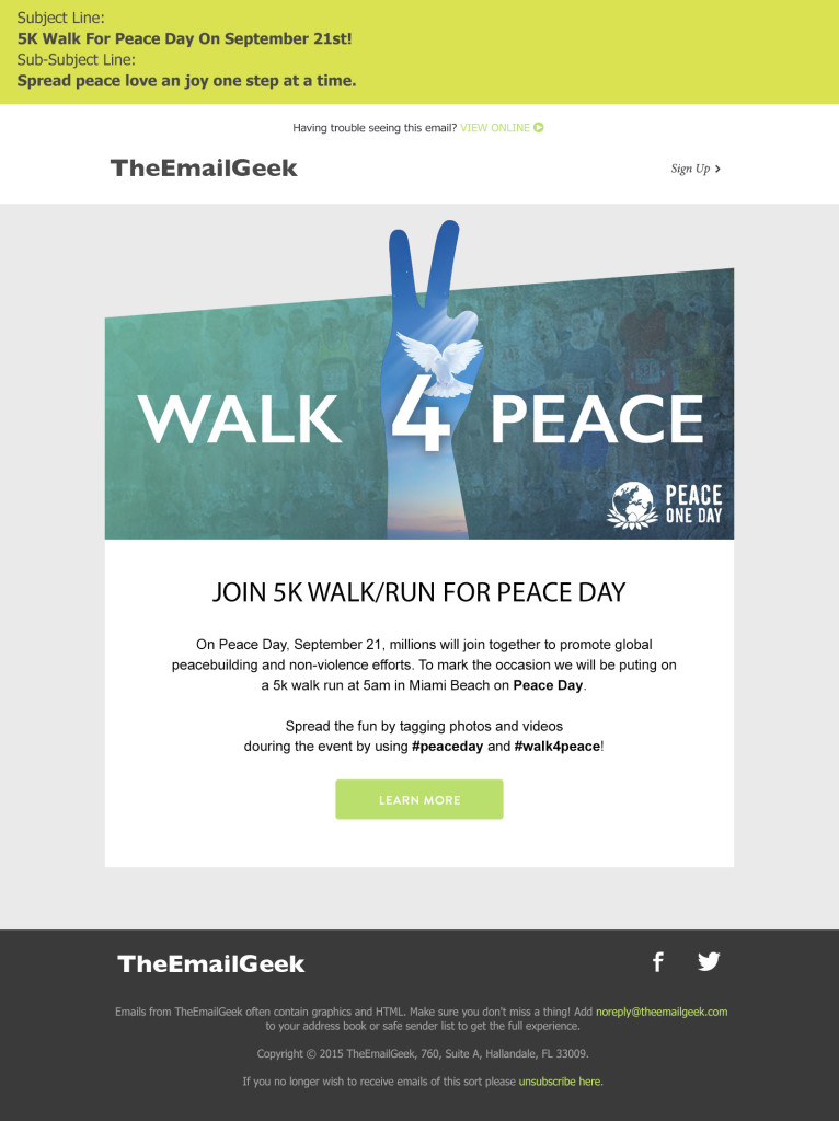 Walk4Peace Email Template